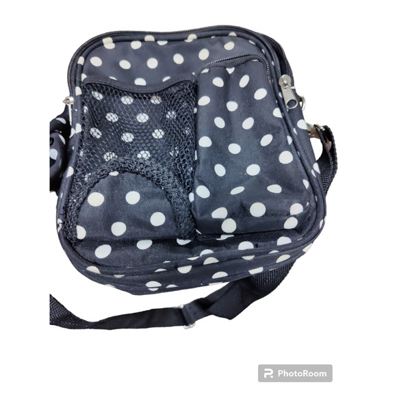 Black and white polka dot shoulder bag with matching scarf - Picture 1 of 4
